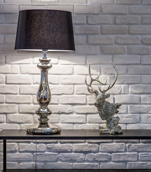 Lampa stołowa Versailles - kolor srebrny, Czarny - L204161247