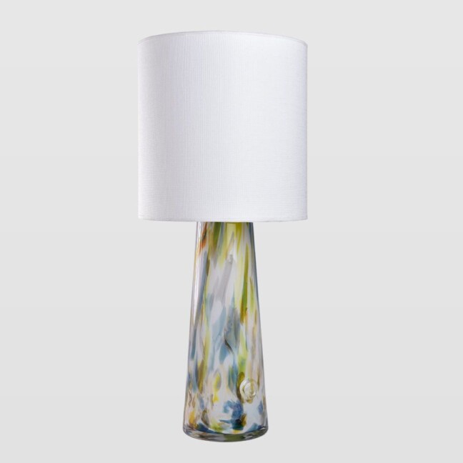 pastelowa kolorowa lampa stołowa szklana do salonu