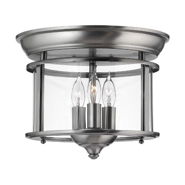 klasyczna lampa sufitowa w srebrnej oprawie świecznik