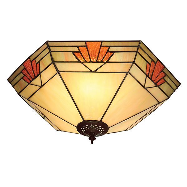 Lampa sufitowa witrażowa z żółtym kloszem