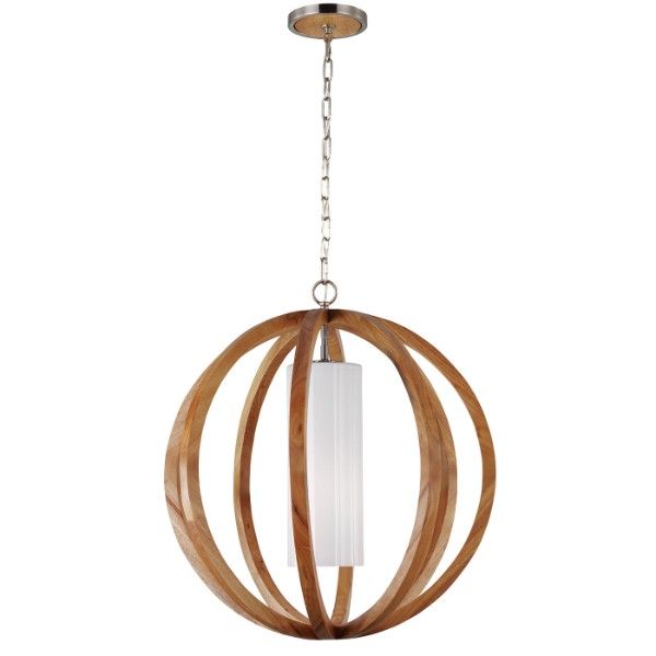 duża drewniana lampa wisząca do jadalni - naturalna