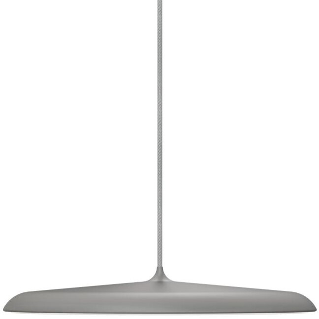 szara lampa wisząca LED płaski klosz matowa