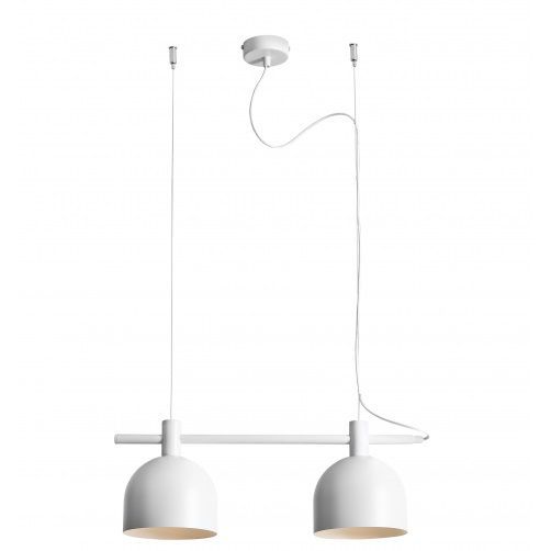 biała lampa wisząca do salonu metalowa