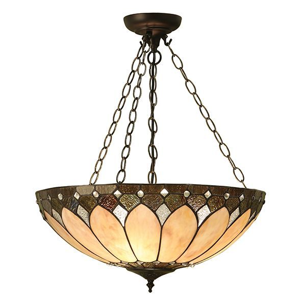 duża lampa witrażowa do salonu odcienie brązu