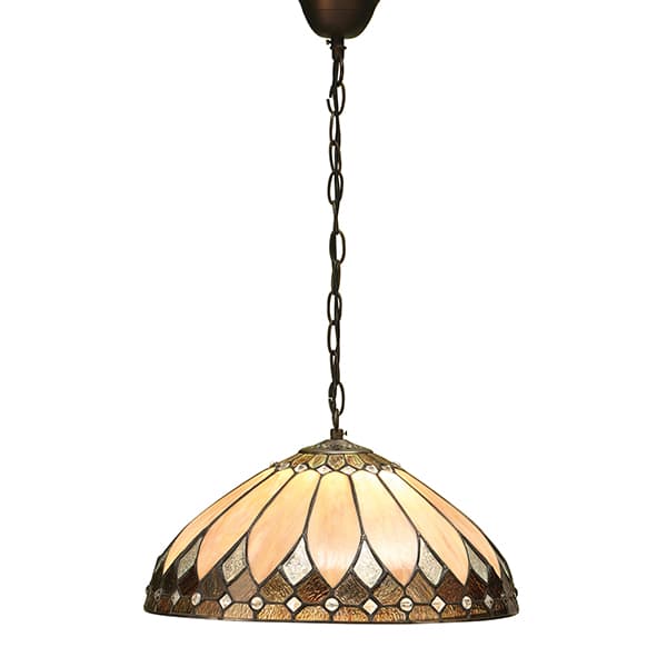 duża witrażowa lampa wisząca beżowy klosz