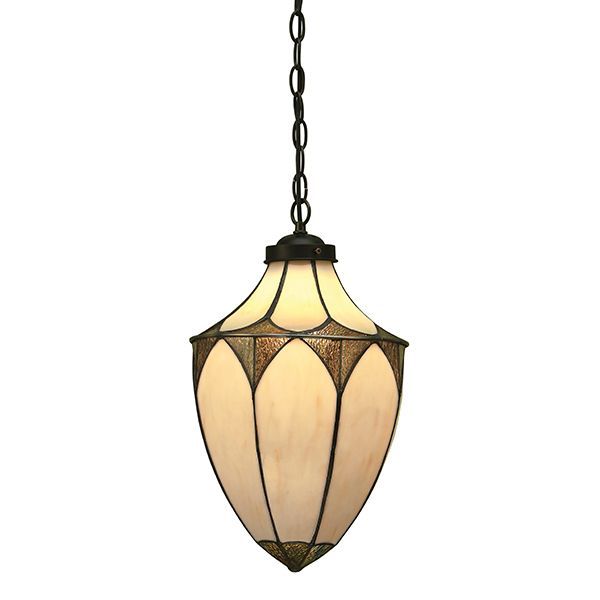 witrażowy lampion w odcieniach beżu i brązu