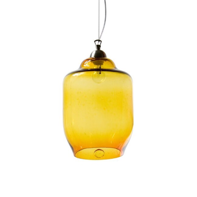 miodowo żółta lampa szklana z kloszem na 1 żarówkę