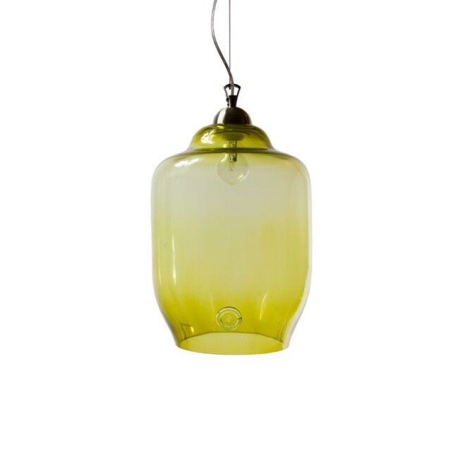 nowoczesna szklana lampa wisząca lekko oliwkowa