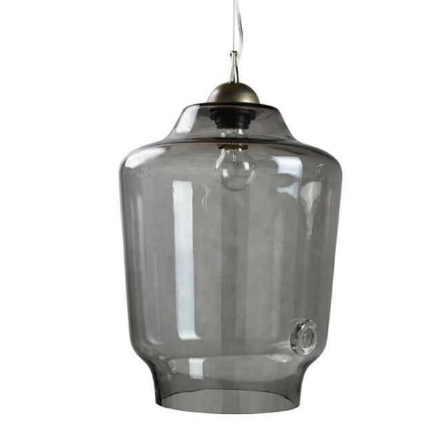 lampa szklana wiszaca - szare szkło wiszące na lince