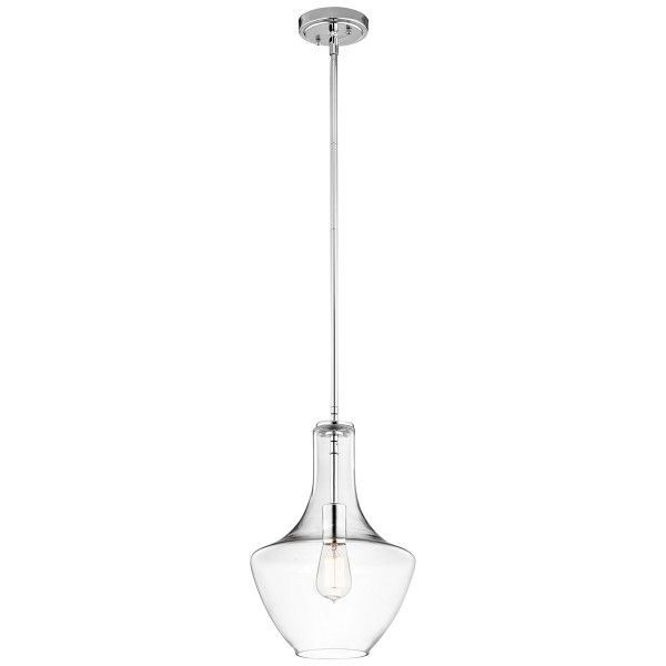 Lampa z bezbarwnym kloszem i srebrną podstawą