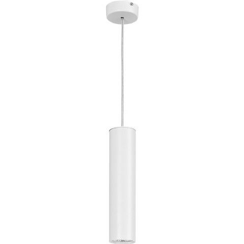 biała lampa wisząca z kloszem tubą