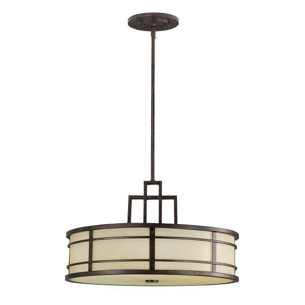 Szklany beżowy klosz w metalowej oprawie lampa do salonu