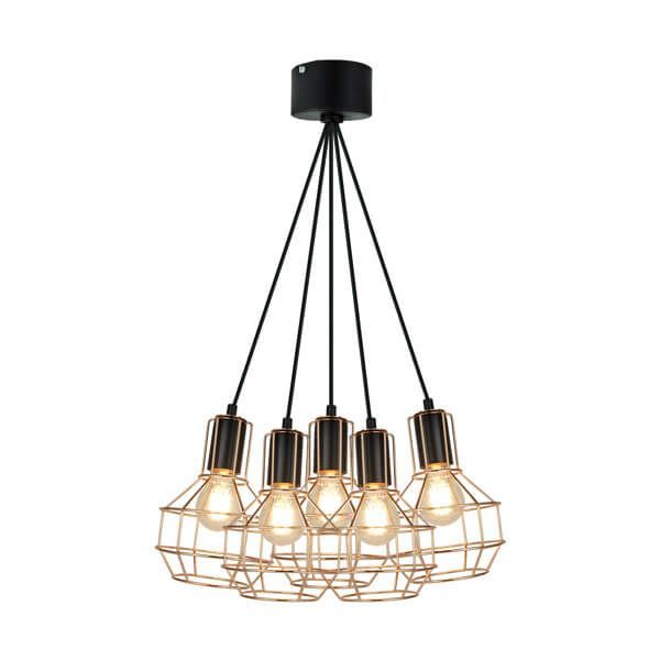 Lampa wisząca Giulio - kolor miedź, Czarny - P12105-L-5