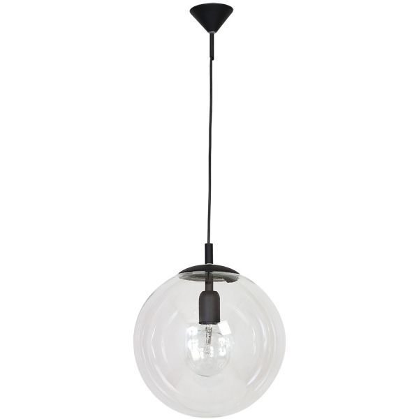 Czarne zawieszenie lampy z kulistym kloszem