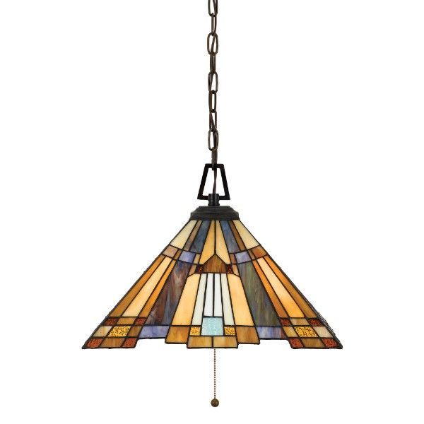 Lampa wisząca z witrażowym kloszem salon
