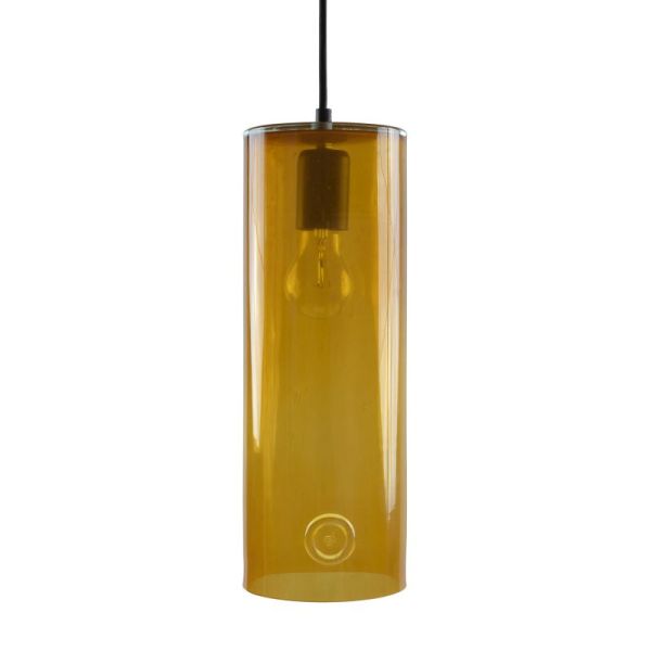 miodowa lampa wisząca ze szkła tuba do salonu