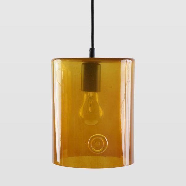 pomarańczowa lampa wisząca ze szkła podłużna