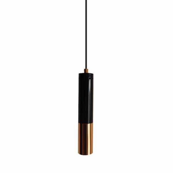 elegancka lampa wisząca czarno-złota tuba
