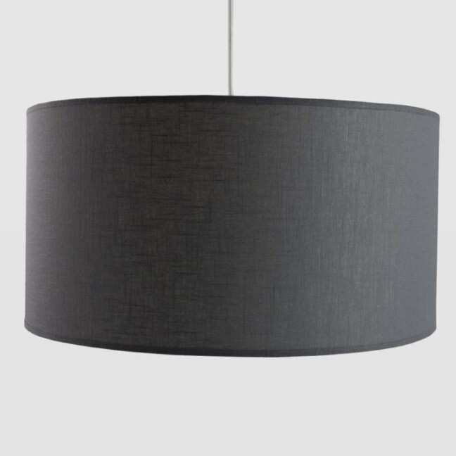 Lampa wisząca na białym przewodzie z szarym abażurem