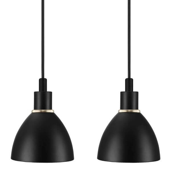 podwójna czarna lampa wisząca nad blat kuchenny - małe klosze