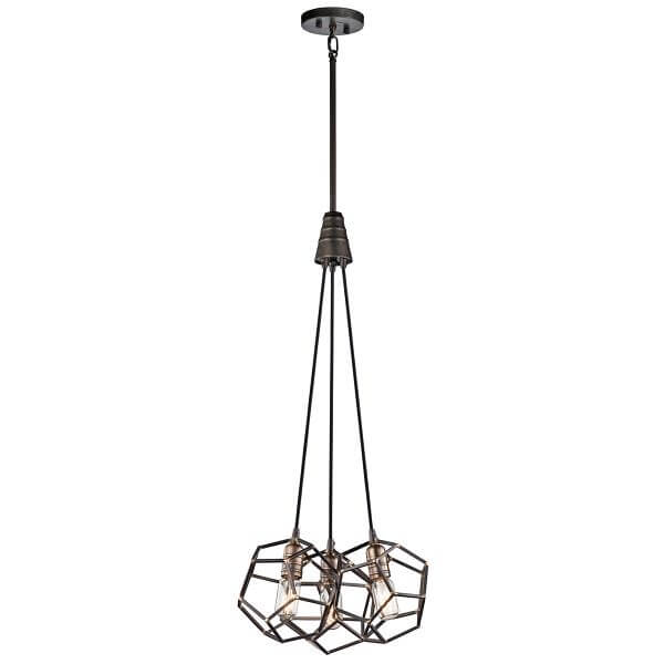 brązowa lampa wisząca druciane wielościany