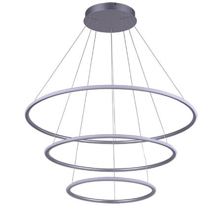 srebrna lampa wisząca led okręgi do salonu
