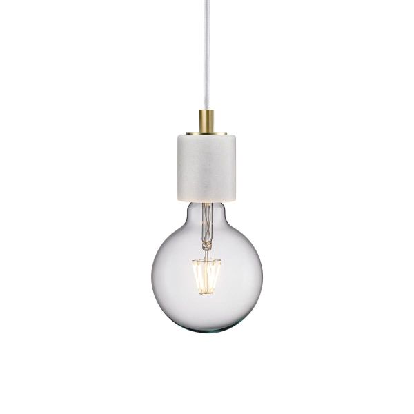 lampa wisząca z marmurową oprawką biała