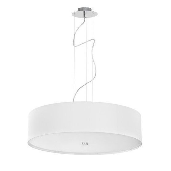 lampa wisząca z okrągłym białym abażurem