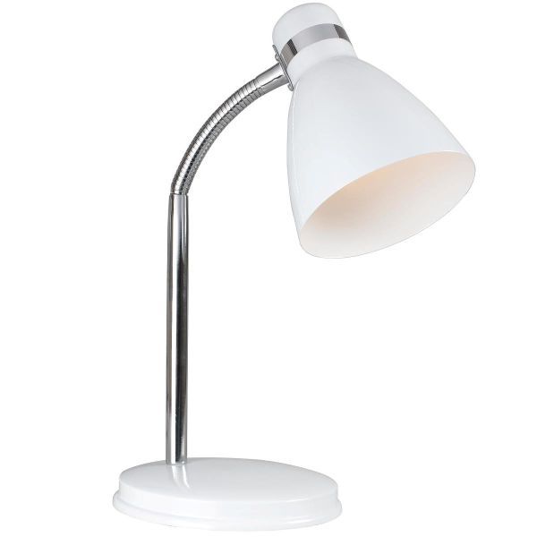lampa stołowa biel i chrom nowoczesna niewysoka