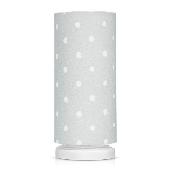 Szara lampka nocna Lovely Dots Grey - abażur w białe kropki