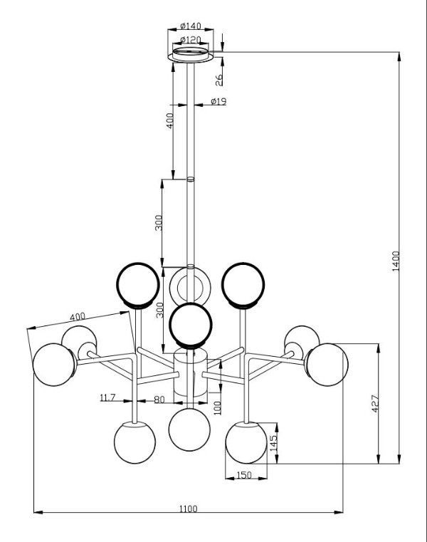 Żyrandol Erich - kolor biały, srebrny - MOD221-PL-12-N