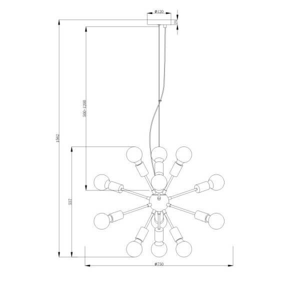 Żyrandol Jackson - kolor złoty, Czarny - T546PL-12B