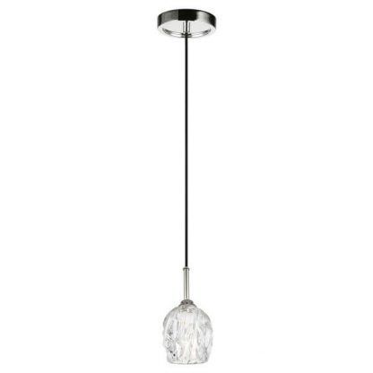 Srebrna lampa wisząca ze szklanym kloszem do salonu