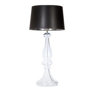 szklana lampa stołowa czarny abażur do sypialni