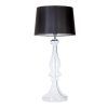 szklana lampa stołowa z czarnym abażurem do salonu