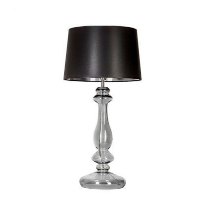 szklana lampa stołowa z czarnym abażurem elegancka