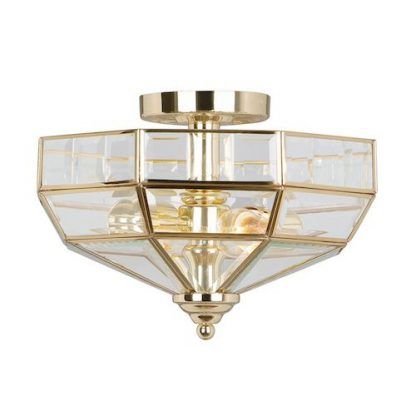 złoty plafon do salonu - lampa sufitowa art deco ze szkła