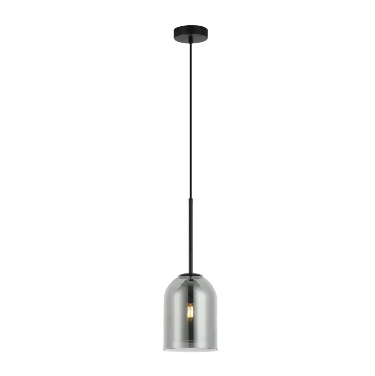 Lampa wisząca Elaris z dymionym szklanym kloszem - czarna