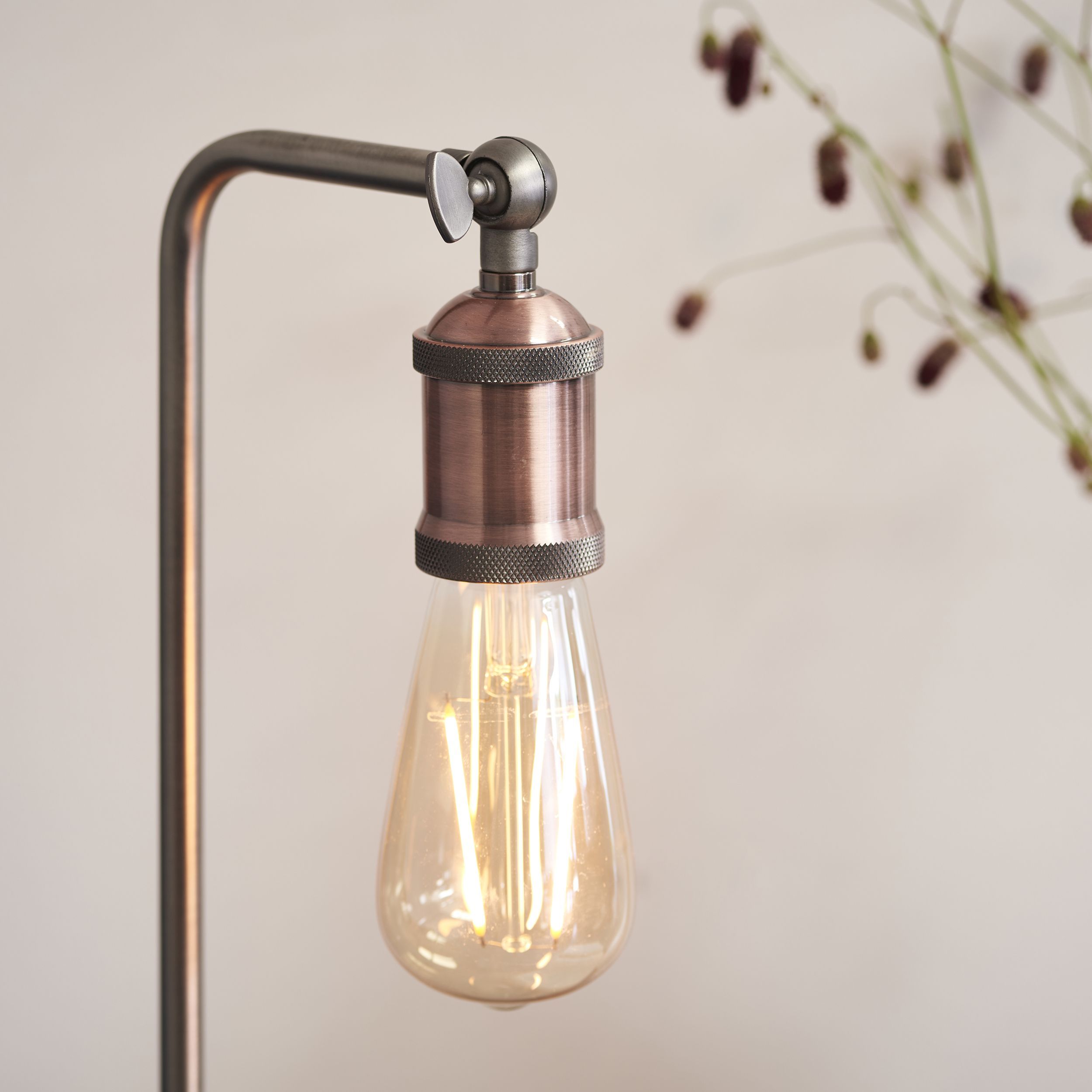 Lampa stołowa Hal - kolor srebrny, miedź - 76339
