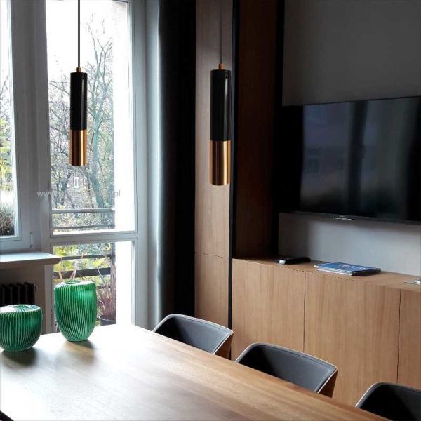 Lampa wisząca Golden Pipe - kolor złoty, Czarny - ST-5719-1