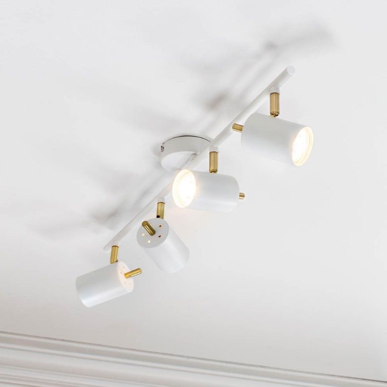 Podłużna lampa Gull - Endon Lighting - matowa biała, złota