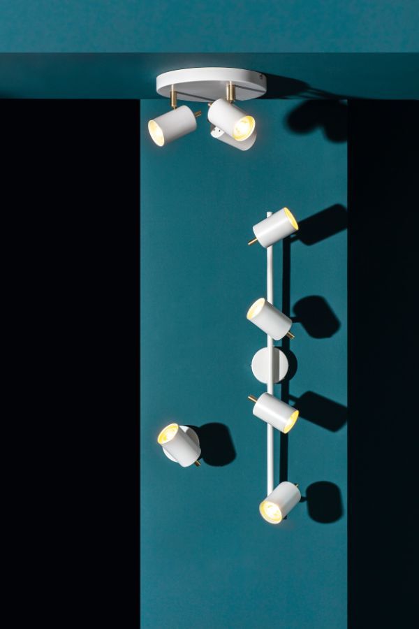 Podłużna lampa Gull - Endon Lighting - matowa biała, złota