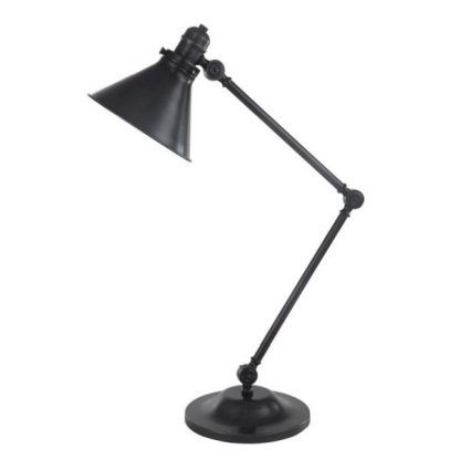 czarna lampa stołowa na biurko do pracy - regulowane ramie