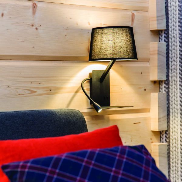 Czarny kinkiet Dakota - reflektor lewy do czytania - sypialnia