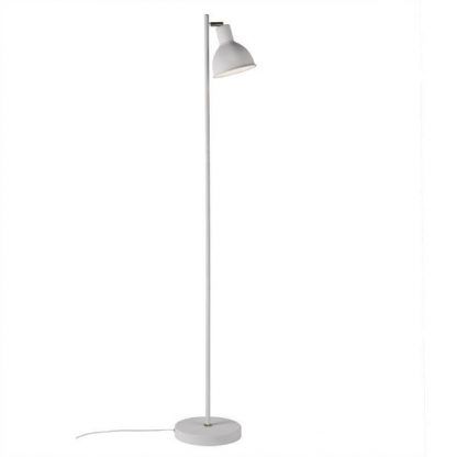 biała lampa stojąca - długa podstawa i klosz