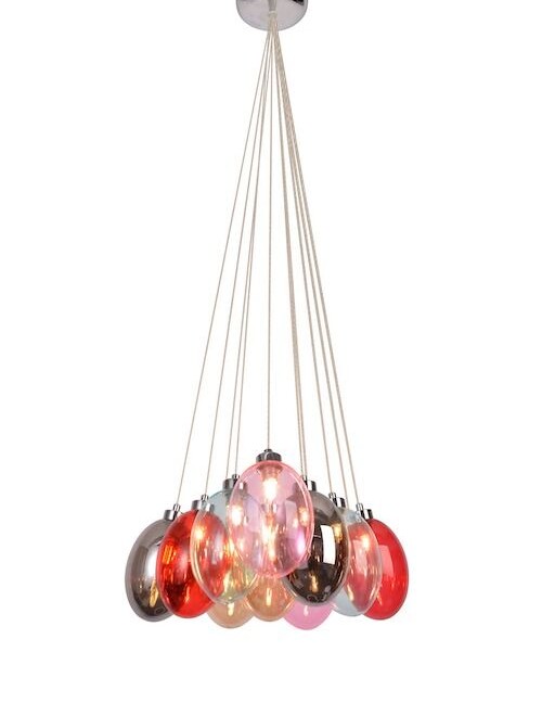 Kolorowa szklana lampa Lukka - 10 kloszy - do pokoju dziecka