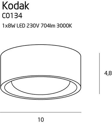 Biały plafon Kodak - LED nowoczesny do wiatrołapu i na korytarz