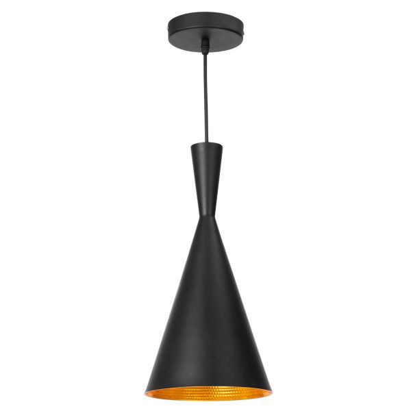 lampa czarna - miedziany klosz - wisząca do salonu