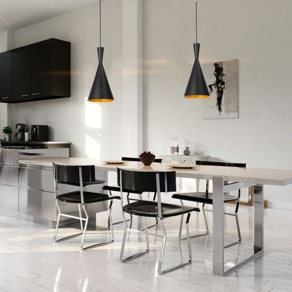 Czarna lampa wisząca nad stół do jadalni Garda