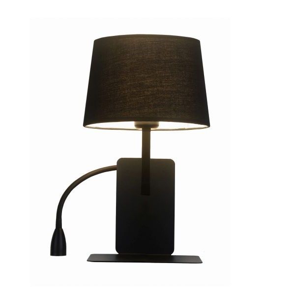 Czarny kinkiet Dakota - reflektor lewy do czytania - sypialnia